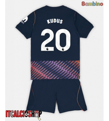 Tottenham Hotspur Mohammed Kudus #20 Seconda Maglia Bambino 2026-27 Manica Corta (+ Pantaloni corti)